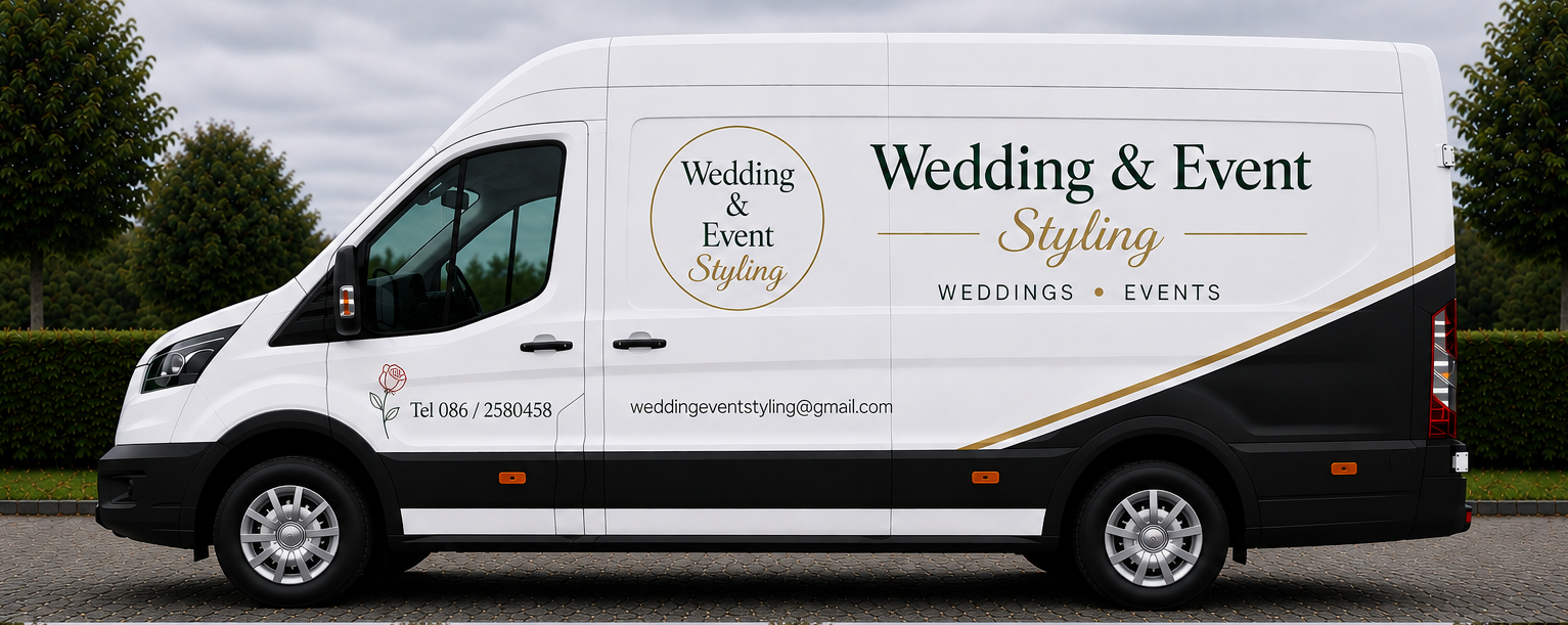 Wedding Décor Delivery & Setup Service Ireland Wedding Event Styling delivery van for wedding décor setup and delivery in Ireland